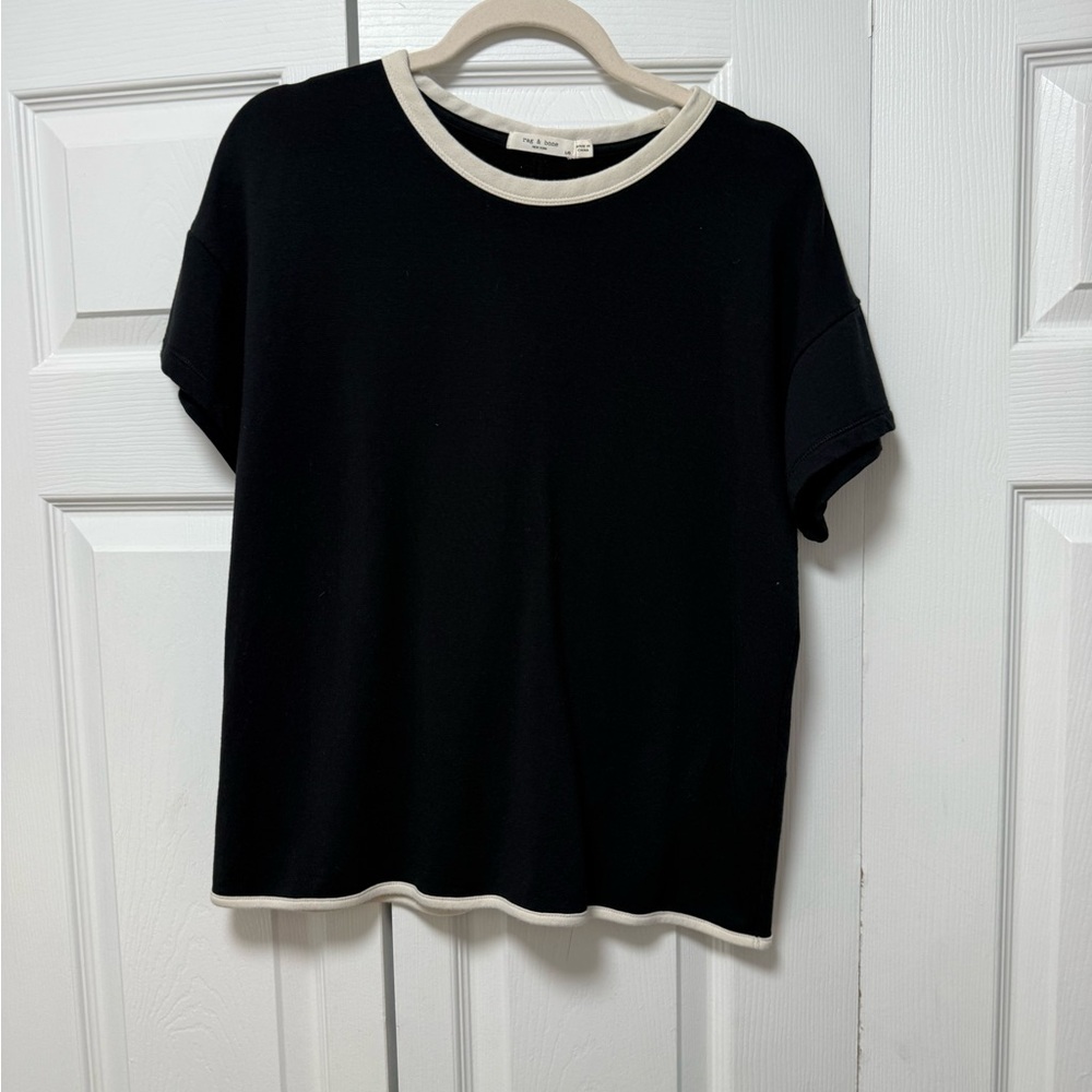 Rag & Bone Black and Cream Short Sleeve Tee